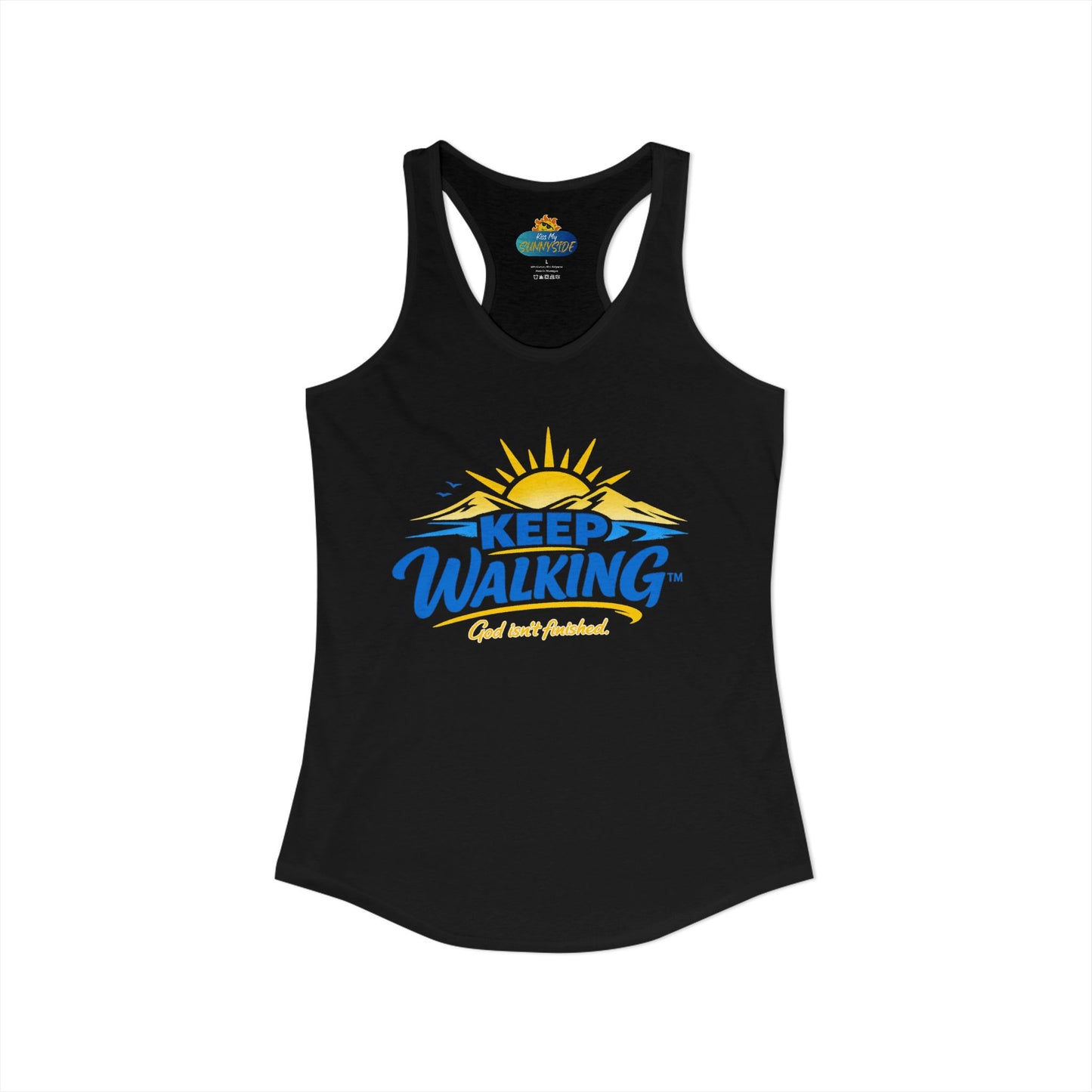 KEEP WALKING™ Racerback Tank Top – God Isn’t Finished | Faith & Motivation Women’s Tank
