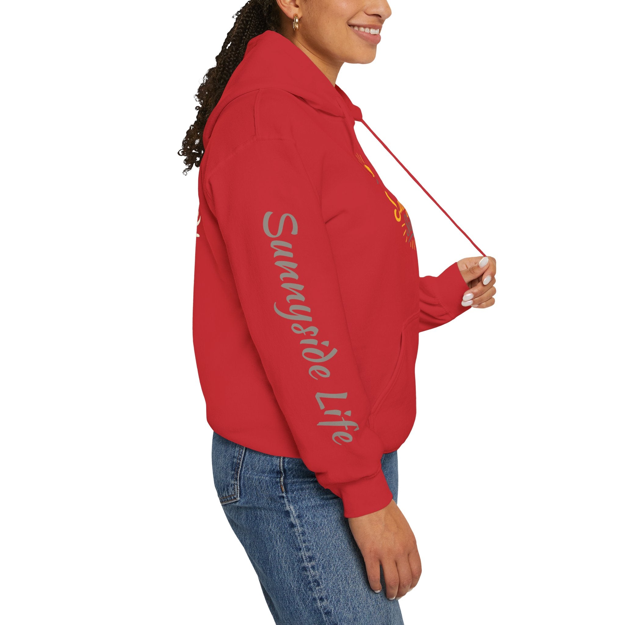 Live The Sunnyside Shift™ — Retro Sun Script Hooded Sweatshirt