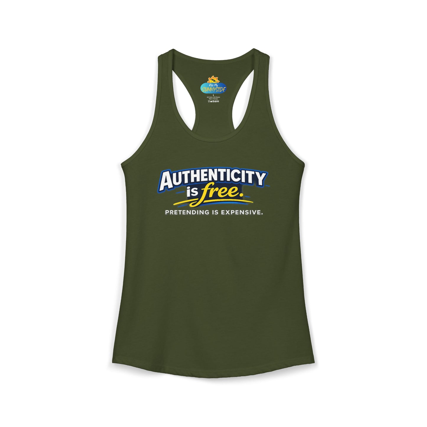 Authenticity Is Free™ Women’s Racerback Tank | Inspirational Graphic Tank | Sunnyside Life™