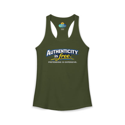 Authenticity Is Free™ Women’s Racerback Tank | Inspirational Graphic Tank | Sunnyside Life™