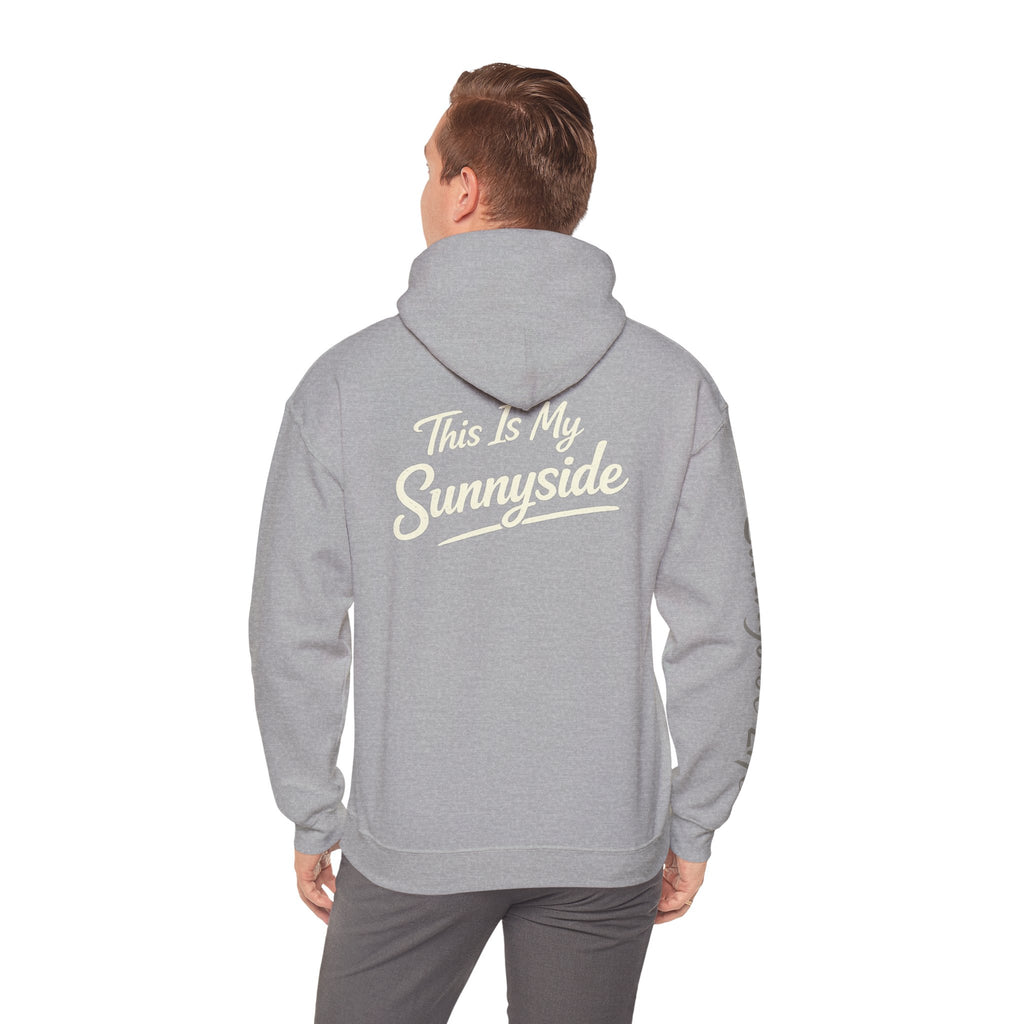 Live The Sunnyside Shift™ — Retro Sun Script Hooded Sweatshirt