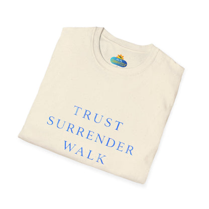 Trust Surrender Walk Abide Persevere™ Womens V-Neck Tee | Catholic Inspirational Shirt | Sunnyside Life™