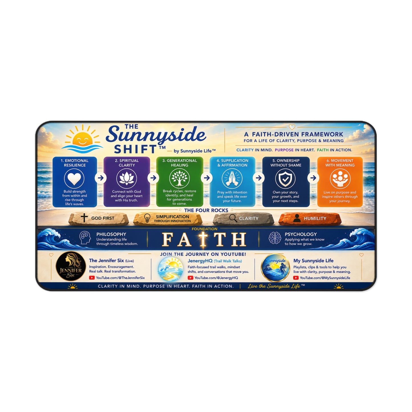 Sunnyside Shift™ Desk Mat — Faith-Based Productivity & Life Framework Desk Pad