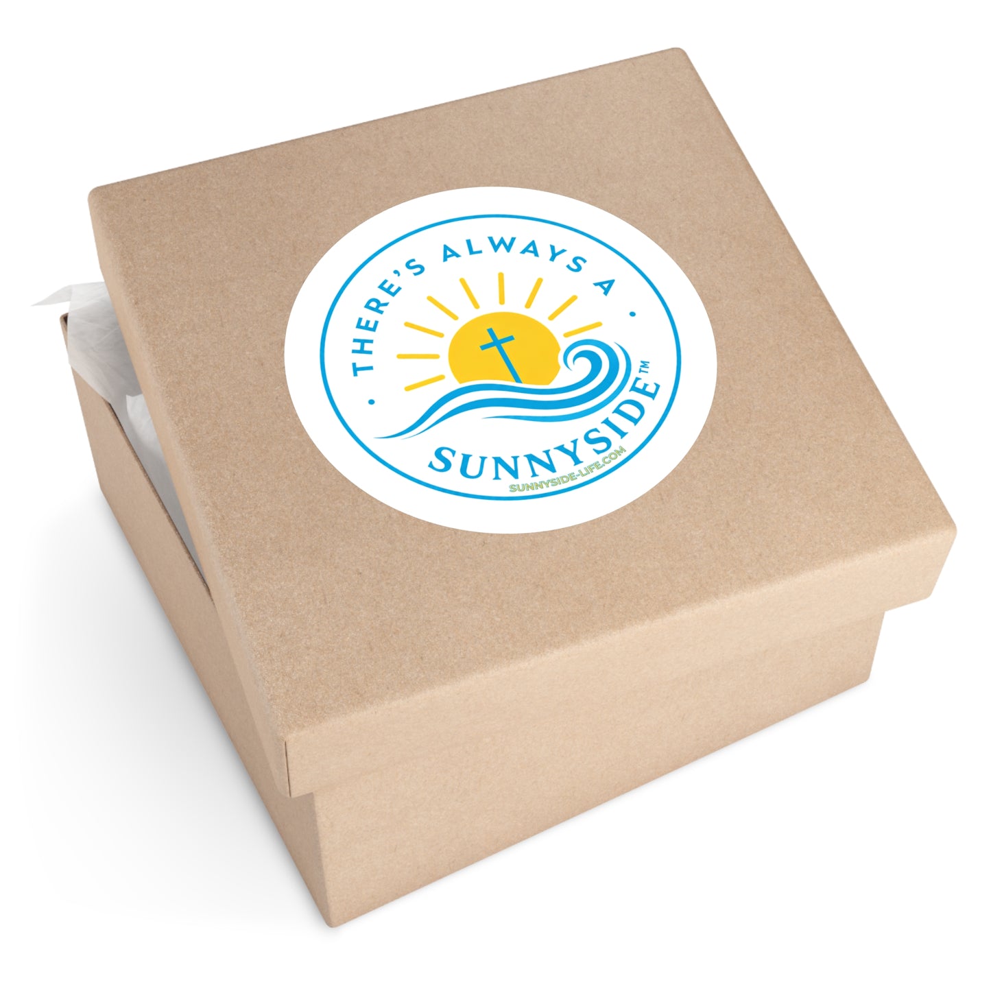 There’s Always a Sunnyside™ Round Sticker | Sunnyside Life™ Official Logo Decal (2”–6”)