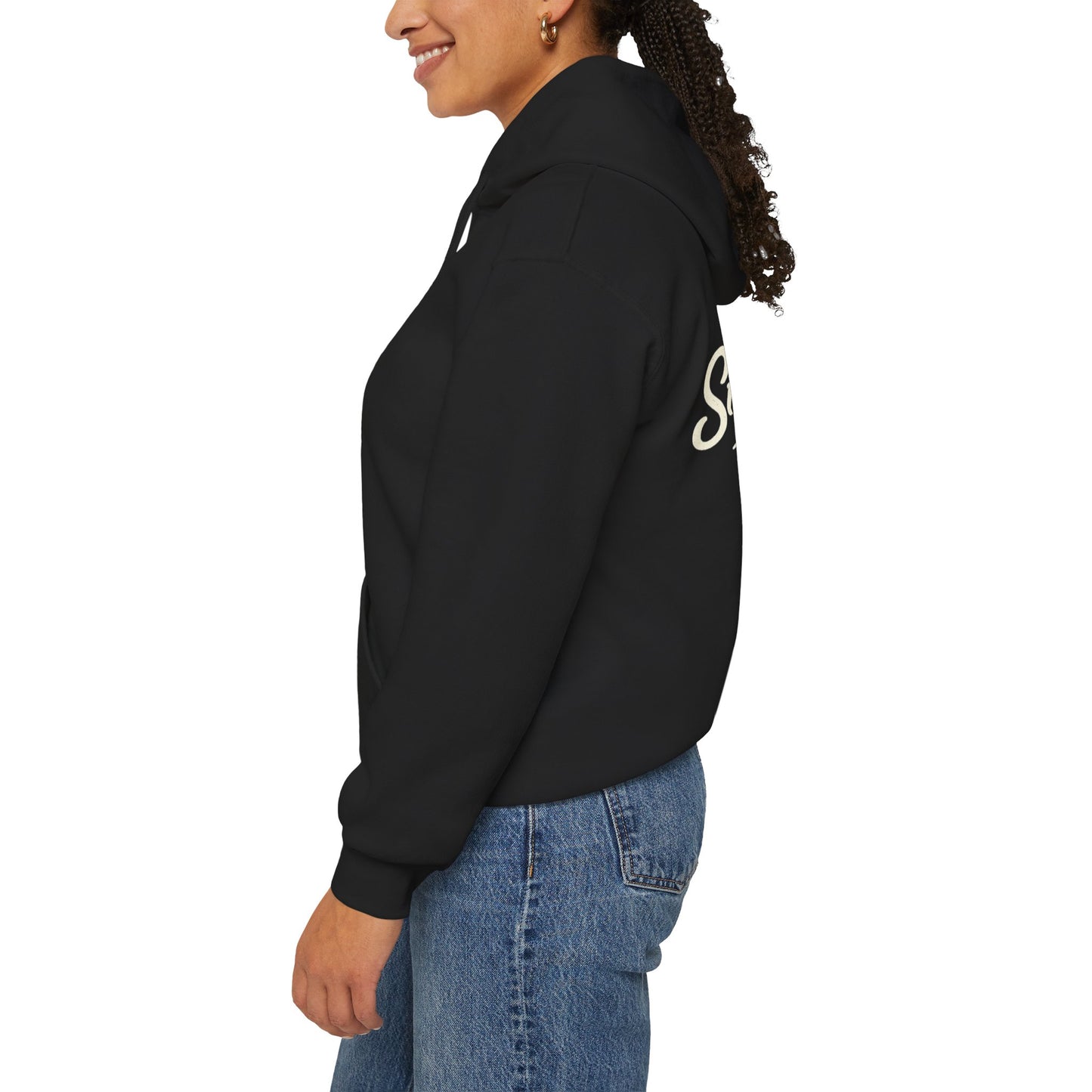 Live The Sunnyside Shift™ — Retro Sun Script Hooded Sweatshirt