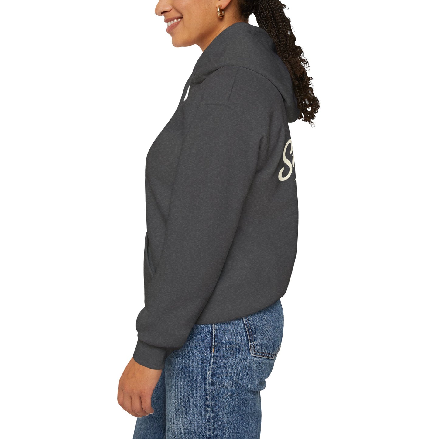 Live The Sunnyside Shift™ — Retro Sun Script Hooded Sweatshirt