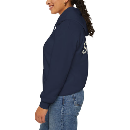 Live The Sunnyside Shift™ — Retro Sun Script Hooded Sweatshirt