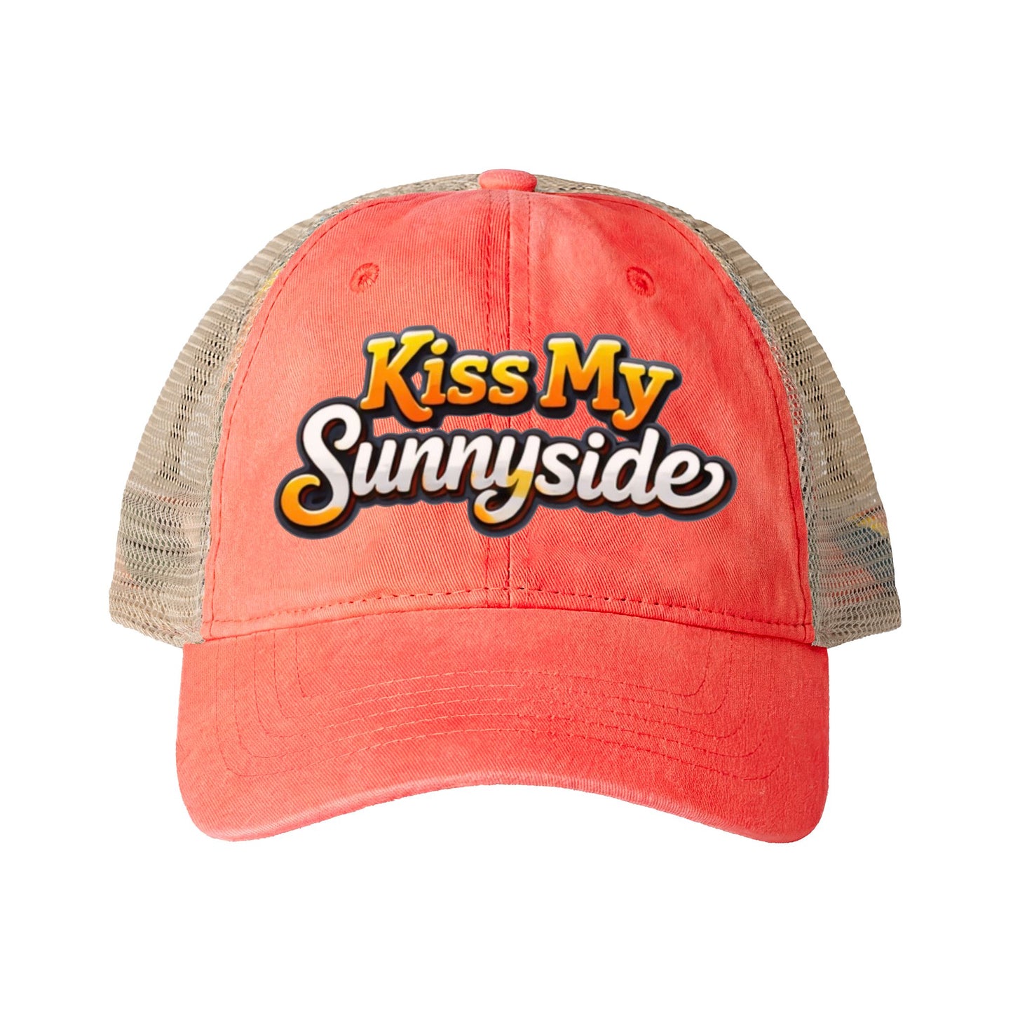 Kiss My Sunnyside™ Women’s Mesh-Back Cap | Bright Coastal Trucker Hat | Sunnyside Life™