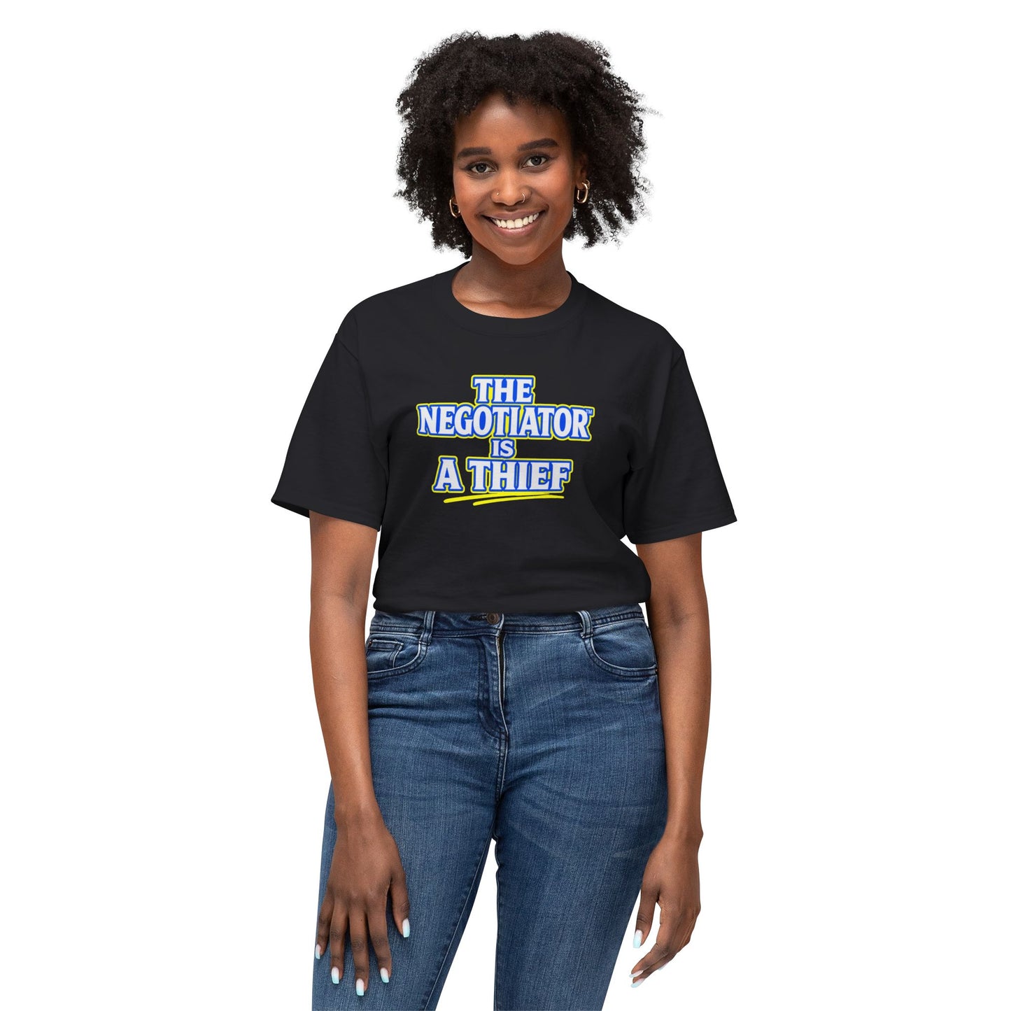 THE NEGOTIATOR™ IS A THIEF Unisex T-Shirt | Motivation & Discipline Graphic Tee | Personal Growth Apparel | Sunnyside Life™