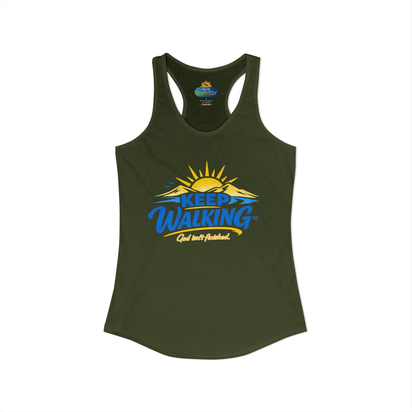 KEEP WALKING™ Racerback Tank Top – God Isn’t Finished | Faith & Motivation Women’s Tank