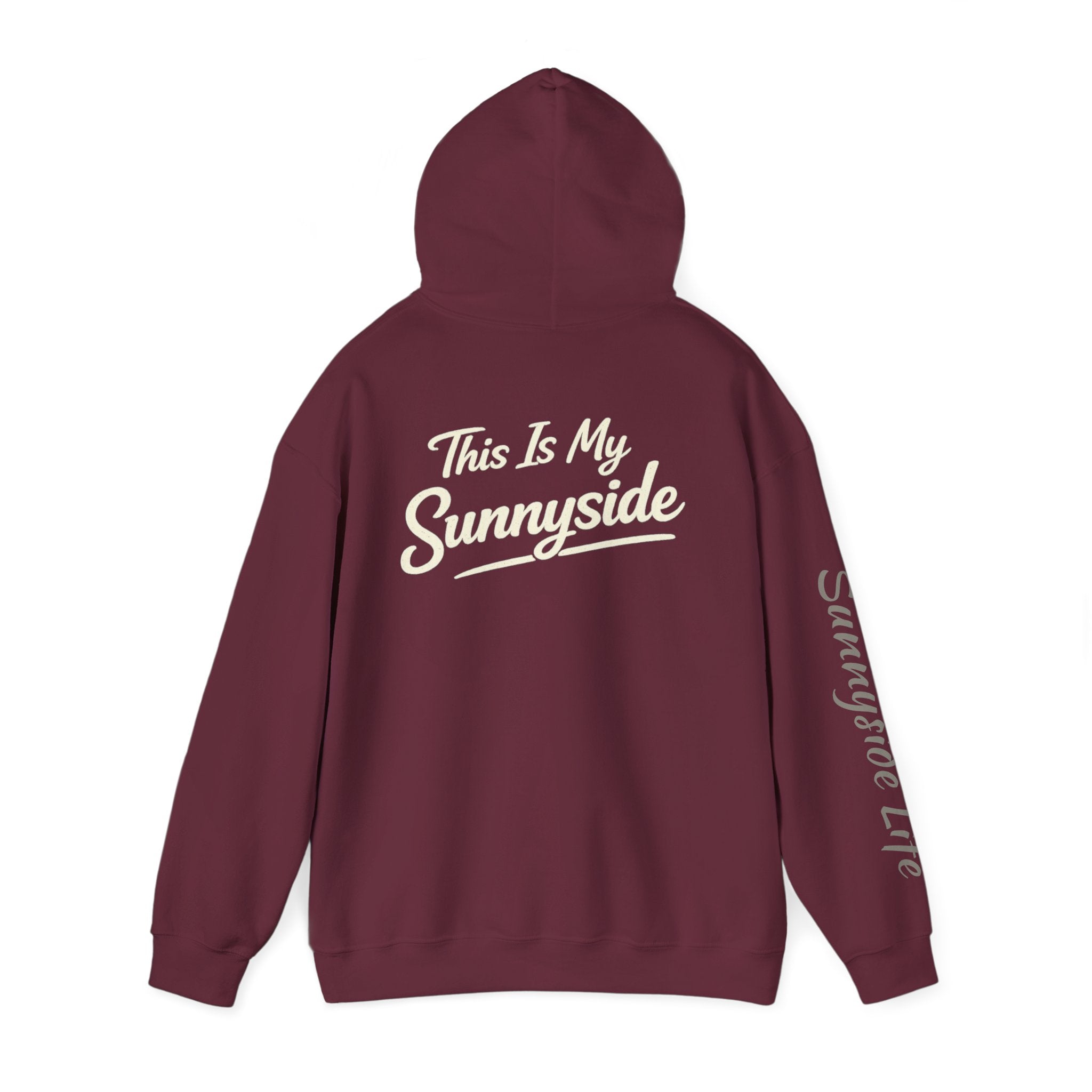 Live The Sunnyside Shift™ — Retro Sun Script Hooded Sweatshirt