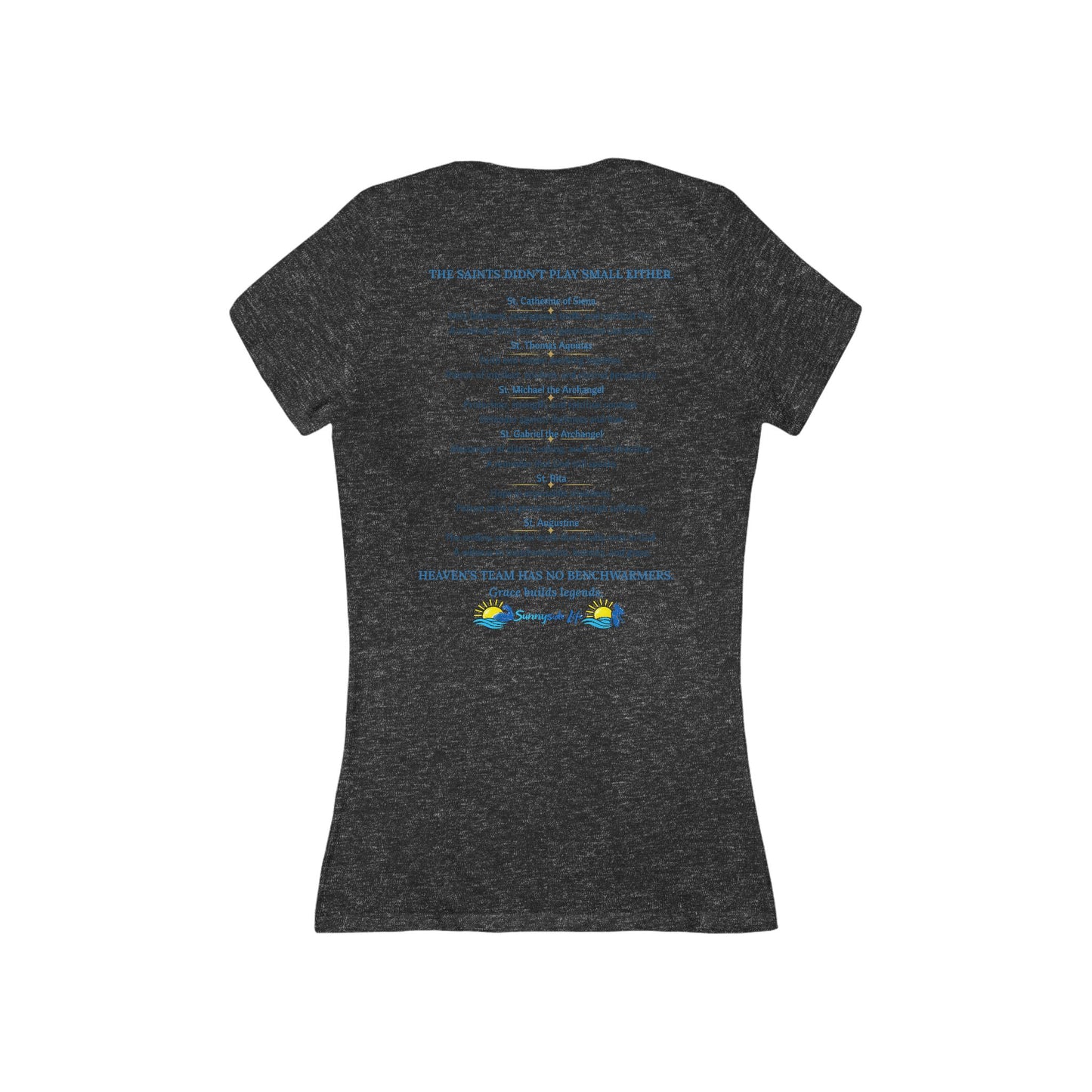 Led by Jesus. Running with the Saints.™ Women’s V-Neck Tee