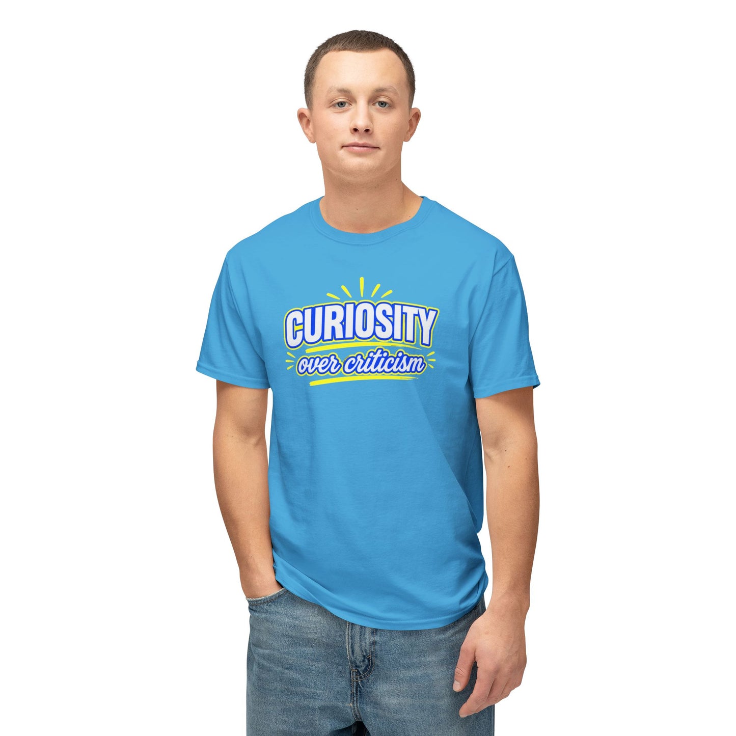 CURIOSITY OVER CRITICISM™ Unisex T-Shirt | Growth Mindset Graphic Tee | Personal Development Shirt | Inspirational Quote Apparel | Sunnyside Life™