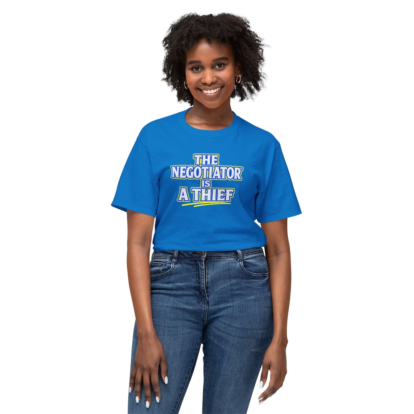 THE NEGOTIATOR™ IS A THIEF Unisex T-Shirt | Motivation & Discipline Graphic Tee | Personal Growth Apparel | Sunnyside Life™