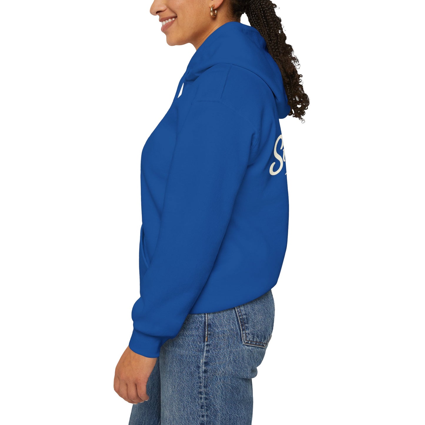 Live The Sunnyside Shift™ — Retro Sun Script Hooded Sweatshirt