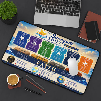 Sunnyside Shift™ Desk Mat — Faith-Based Productivity & Life Framework Desk Pad