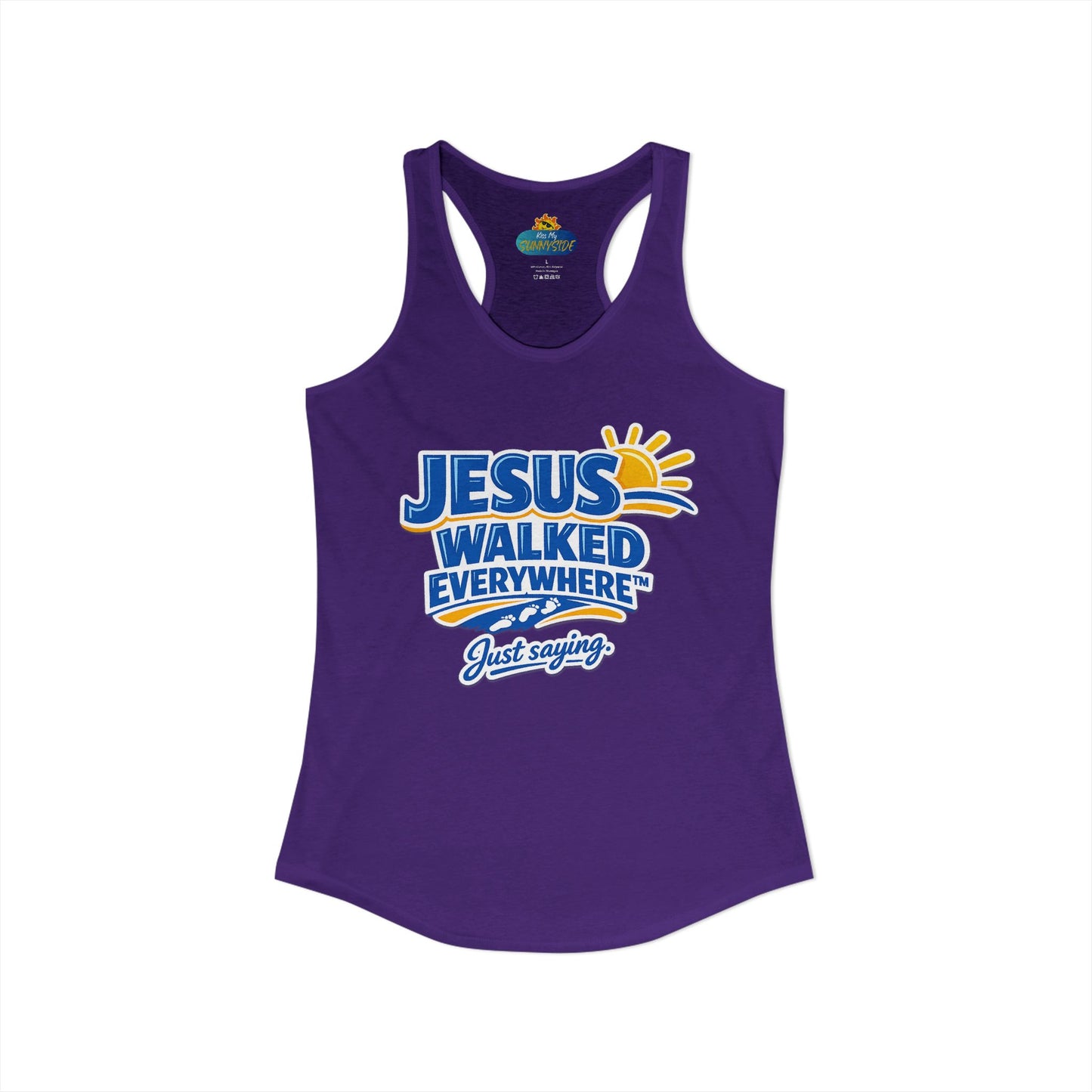 JESUS WALKED EVERYWHERE™ Racerback Tank Top – Just Saying | Christian Women’s Tank