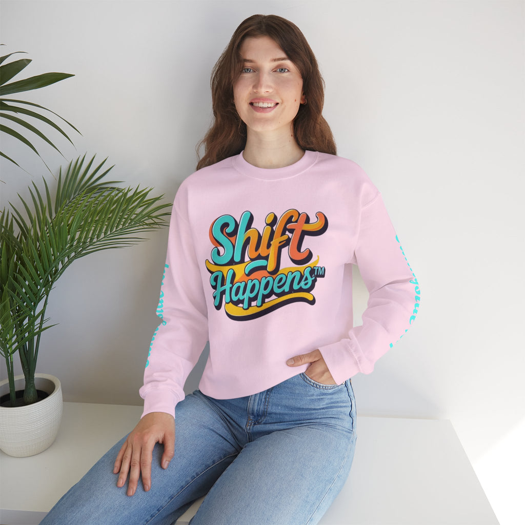 SHIFT Crewneck Sweatshirt — 'Shift Happens / Kiss My Sunnyside' Retro Graphic Pullover