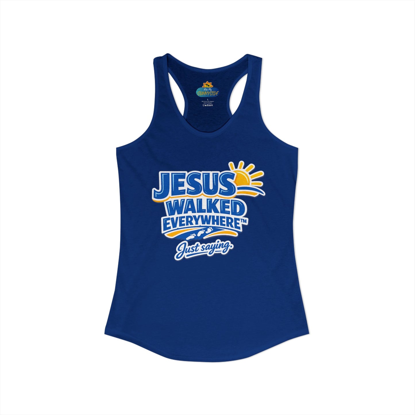 JESUS WALKED EVERYWHERE™ Racerback Tank Top – Just Saying | Christian Women’s Tank