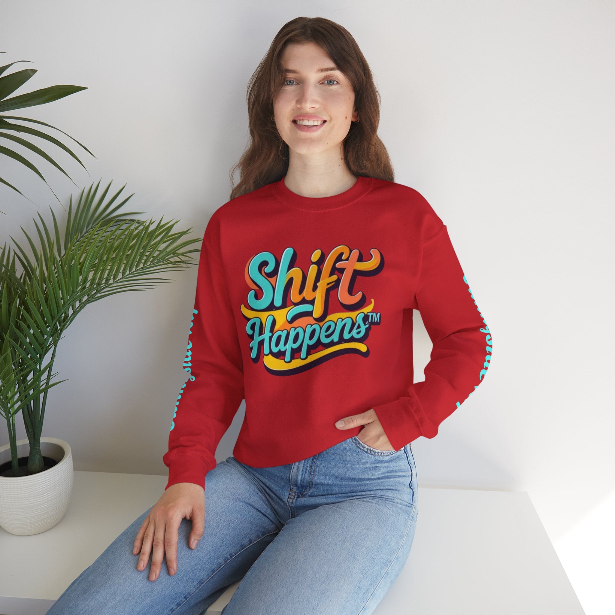 SHIFT Crewneck Sweatshirt — 'Shift Happens / Kiss My Sunnyside' Retro Graphic Pullover