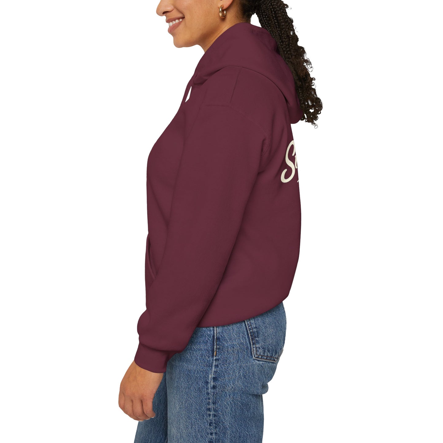 Live The Sunnyside Shift™ — Retro Sun Script Hooded Sweatshirt