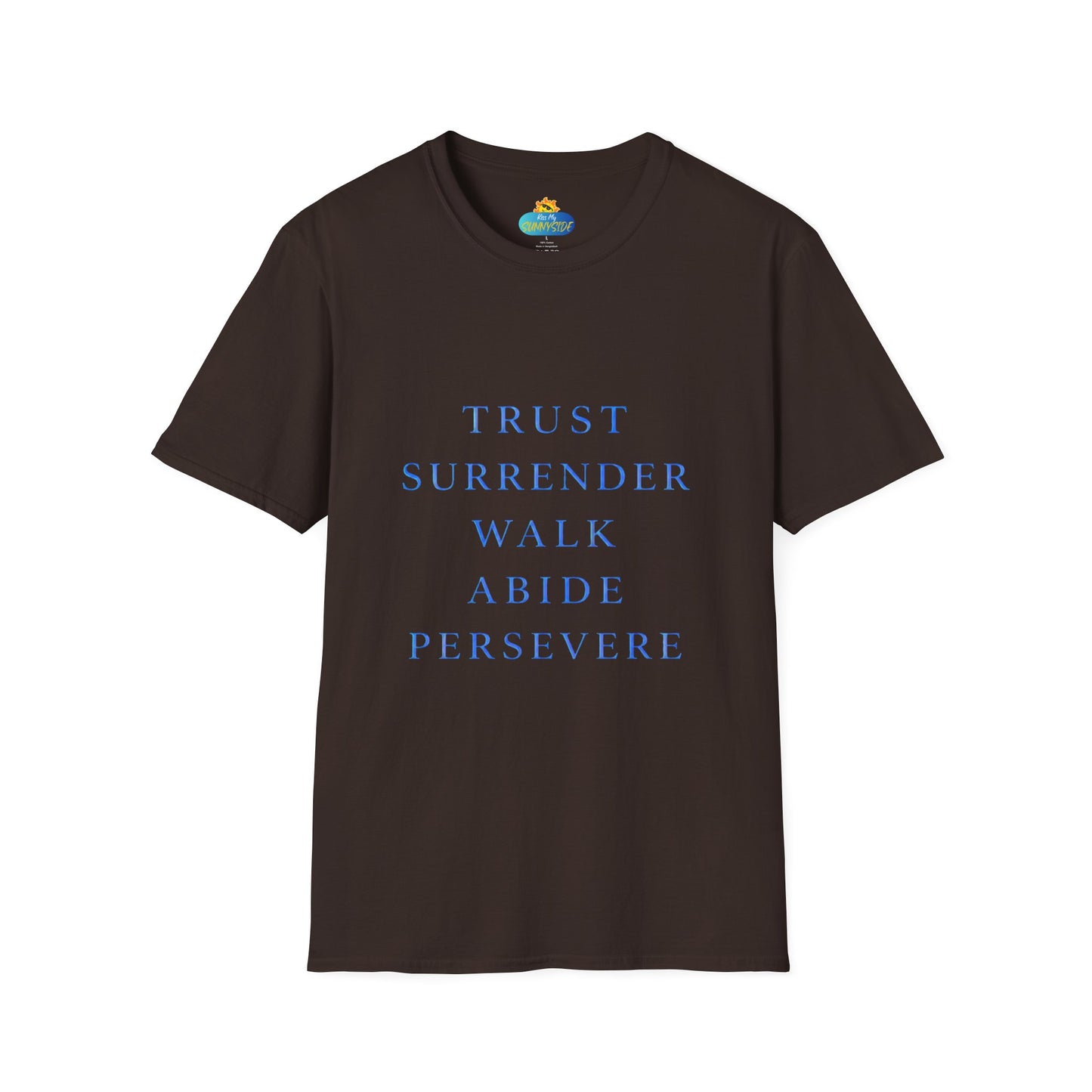 Trust Surrender Walk Abide Persevere™ Womens V-Neck Tee | Catholic Inspirational Shirt | Sunnyside Life™