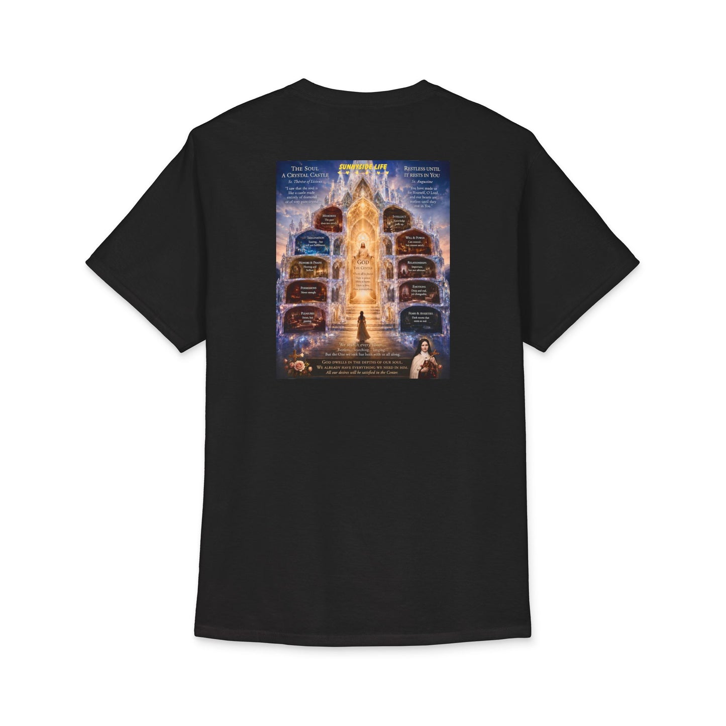 Resting in God Crystal Castle Catholic Tee | St. Augustine Inspired Christian Shirt | Sunnyside Life™