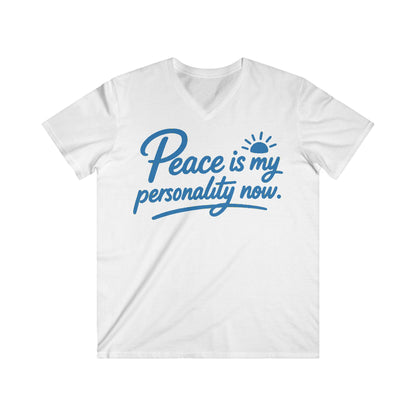 Peace is My Personality Now — Unisex Fitted V-Neck Short Sleeve T-shirt (Kiss My Sunnyside™—back)
