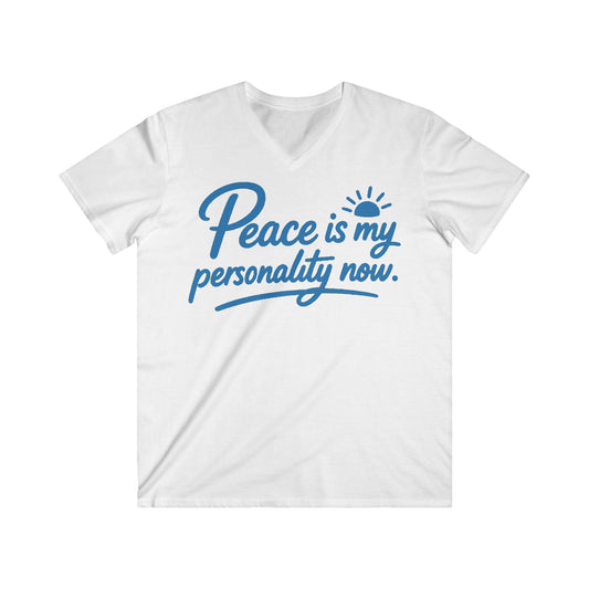Peace is My Personality Now — Unisex Fitted V-Neck Short Sleeve T-shirt (Kiss My Sunnyside™—back)