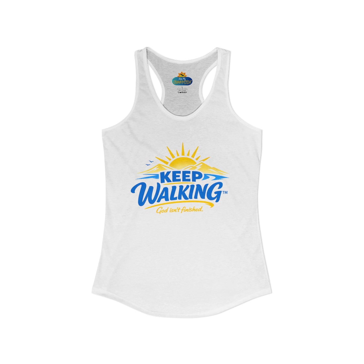 KEEP WALKING™ Racerback Tank Top – God Isn’t Finished | Faith & Motivation Women’s Tank