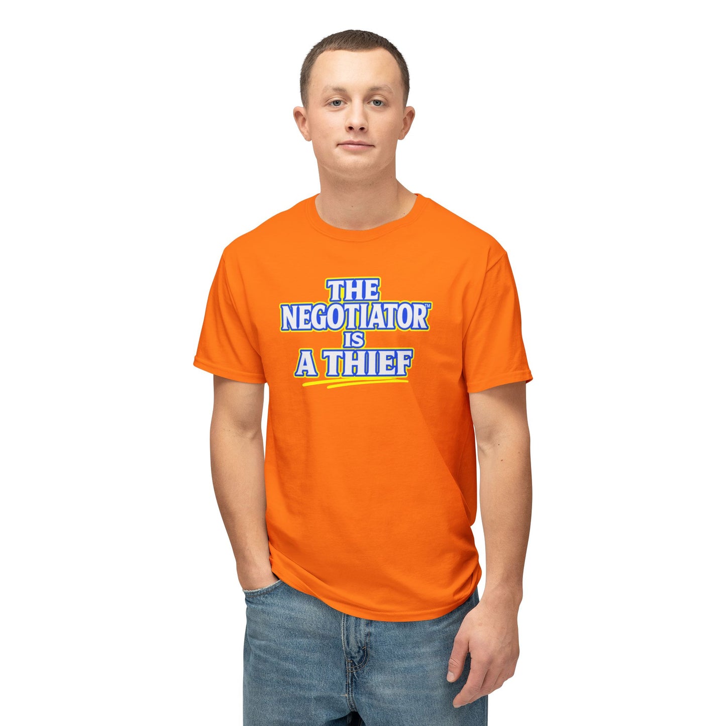 THE NEGOTIATOR™ IS A THIEF Unisex T-Shirt | Motivation & Discipline Graphic Tee | Personal Growth Apparel | Sunnyside Life™