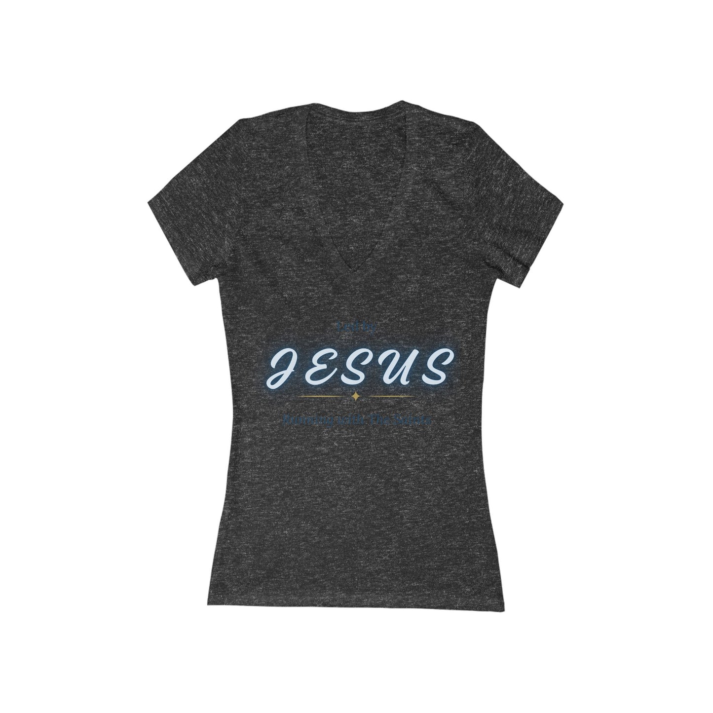 Led by Jesus. Running with the Saints.™ Women’s V-Neck Tee