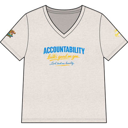 Accountability Looks Good on You™ V-neck T-shirt | Sunnyside Life™ Inspirational Tee
