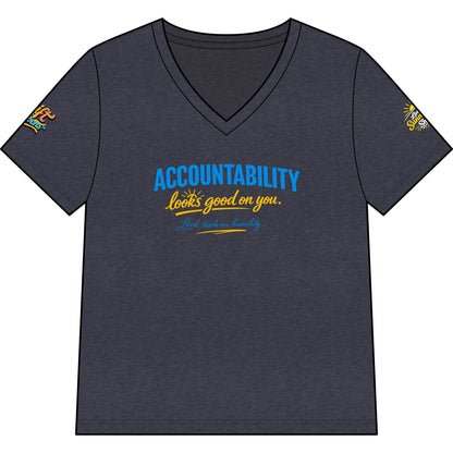 Accountability Looks Good on You™ V-neck T-shirt | Sunnyside Life™ Inspirational Tee