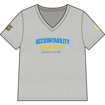 Accountability Looks Good on You™ V-neck T-shirt | Sunnyside Life™ Inspirational Tee