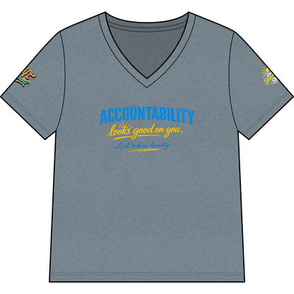 Accountability Looks Good on You™ V-neck T-shirt | Sunnyside Life™ Inspirational Tee