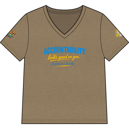 Accountability Looks Good on You™ V-neck T-shirt | Sunnyside Life™ Inspirational Tee