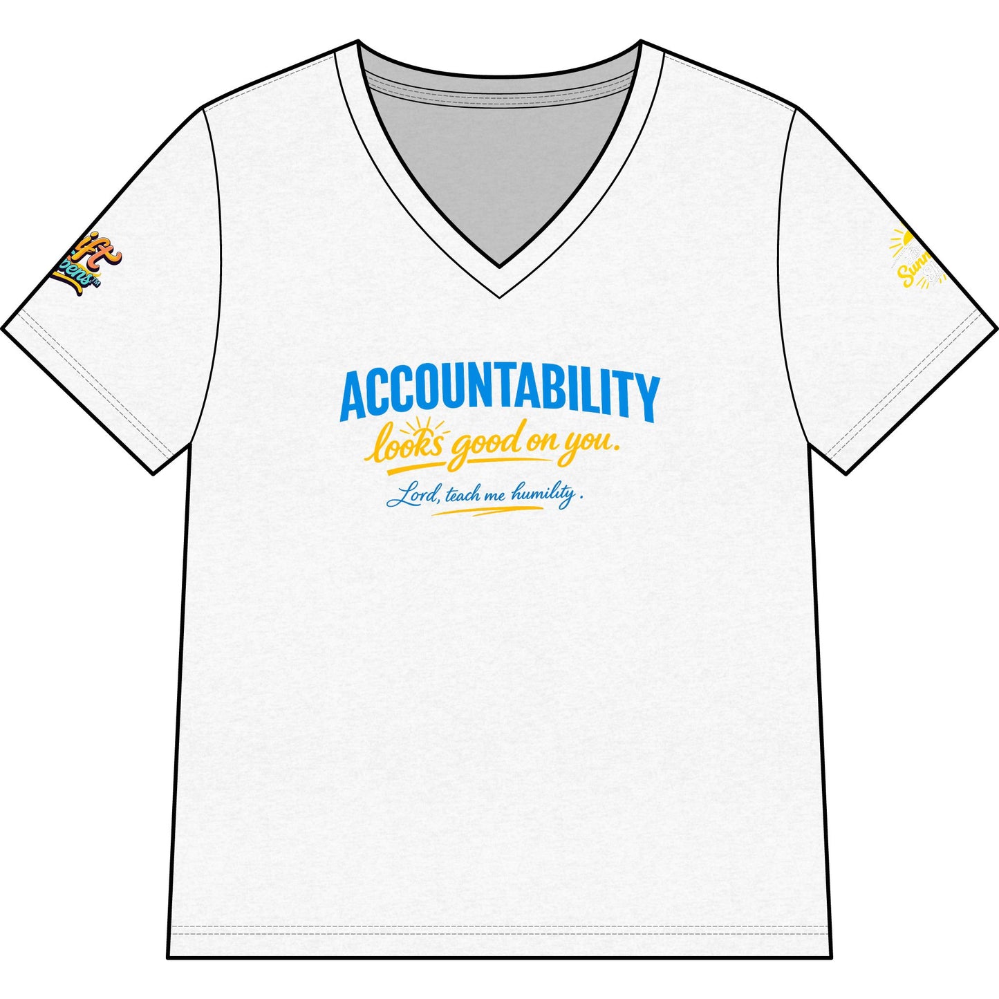 Accountability Looks Good on You™ V-neck T-shirt | Sunnyside Life™ Inspirational Tee