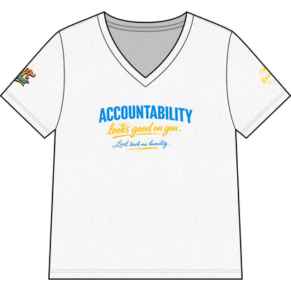 Accountability Looks Good on You™ V-neck T-shirt | Sunnyside Life™ Inspirational Tee