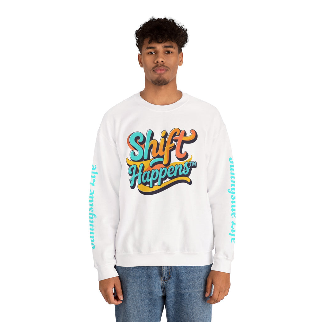 SHIFT Crewneck Sweatshirt — 'Shift Happens / Kiss My Sunnyside' Retro Graphic Pullover