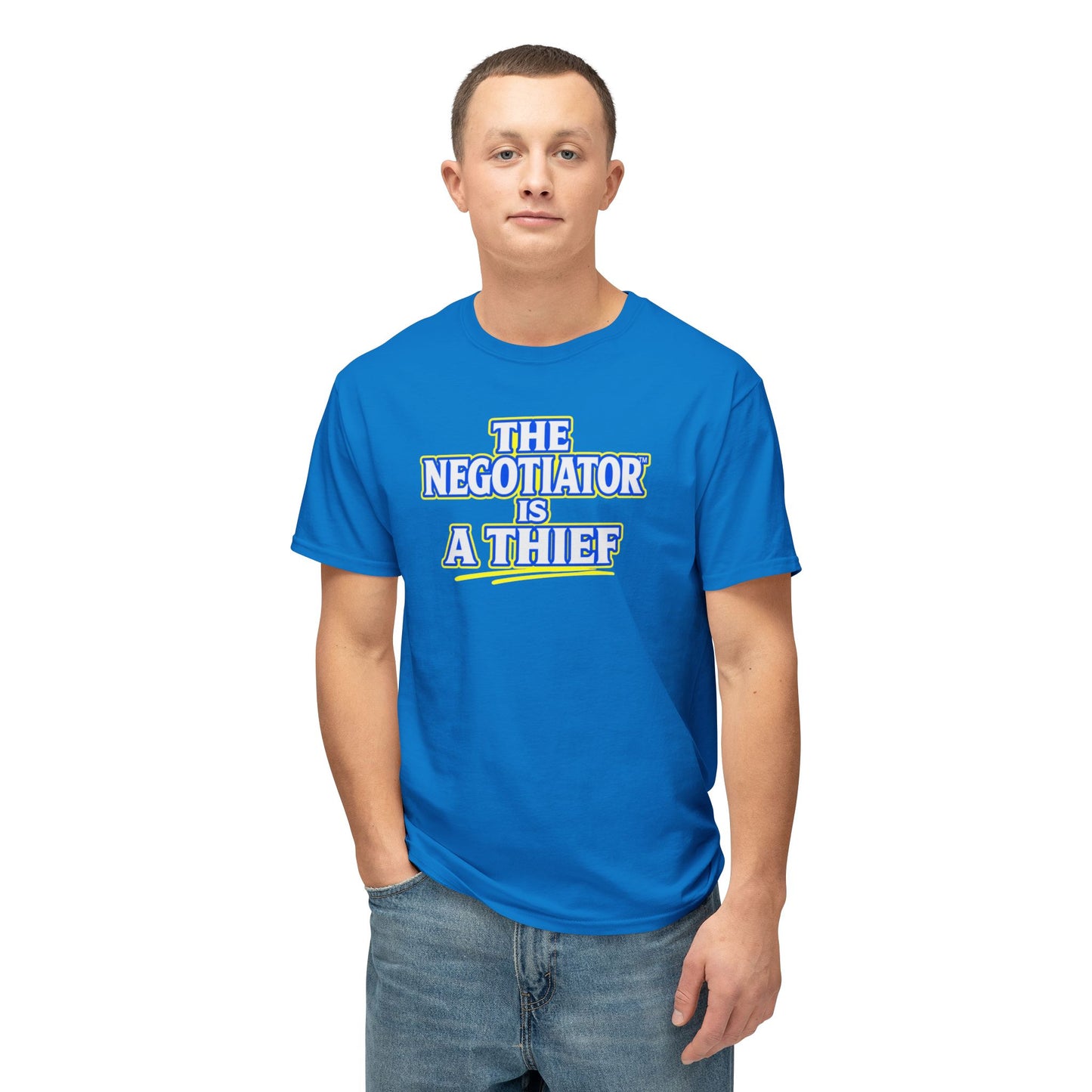 THE NEGOTIATOR™ IS A THIEF Unisex T-Shirt | Motivation & Discipline Graphic Tee | Personal Growth Apparel | Sunnyside Life™