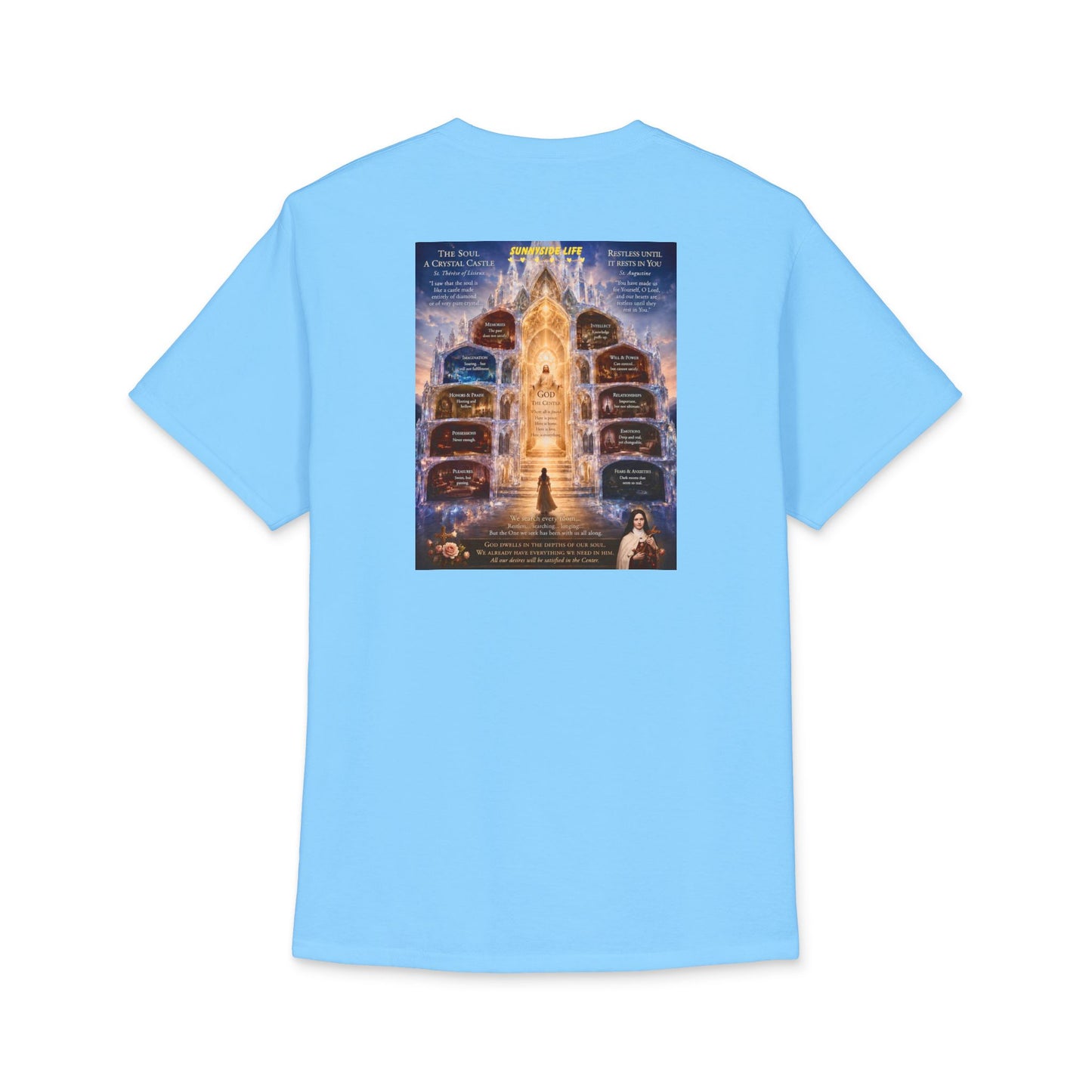 Resting in God Crystal Castle Catholic Tee | St. Augustine Inspired Christian Shirt | Sunnyside Life™
