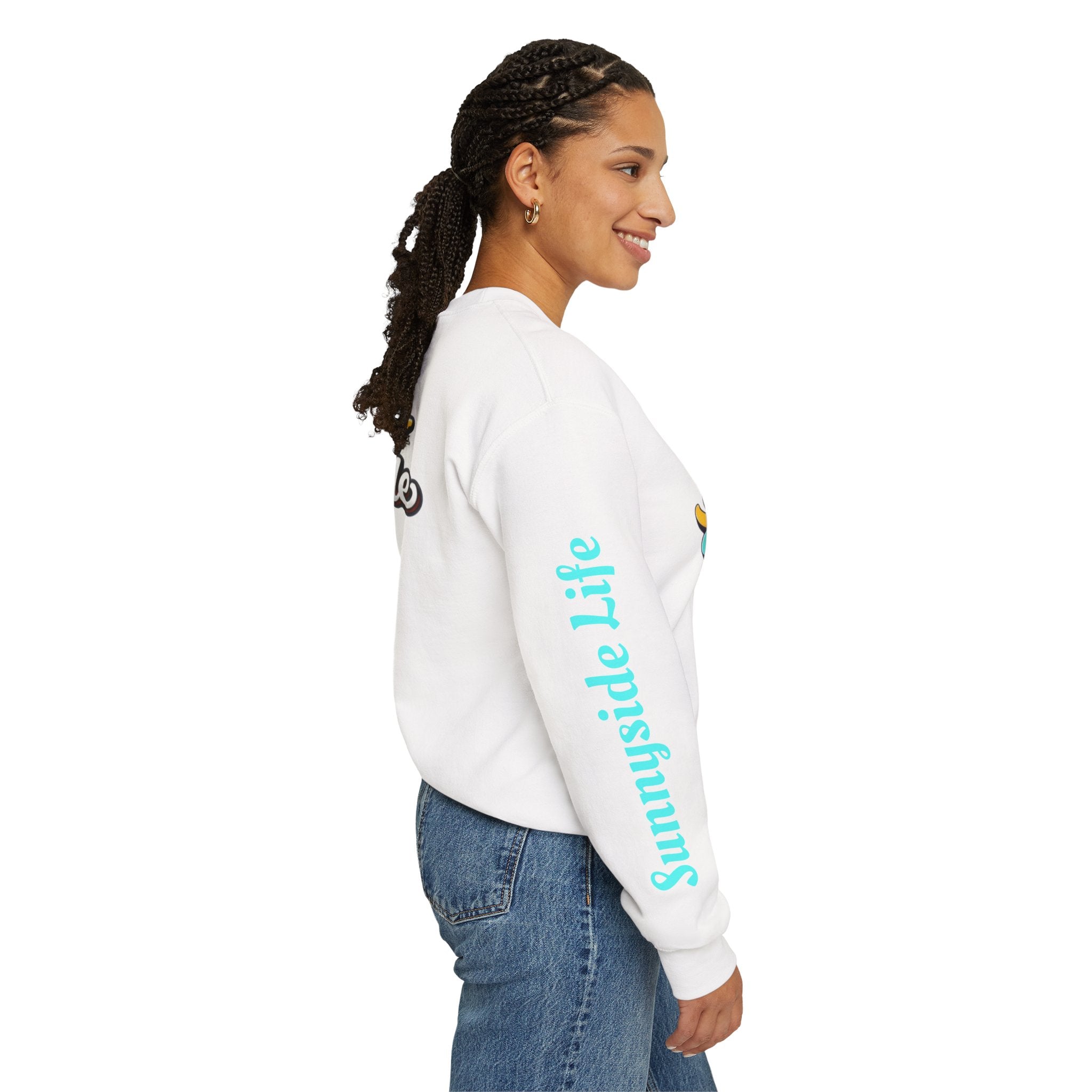 SHIFT Crewneck Sweatshirt — 'Shift Happens / Kiss My Sunnyside' Retro Graphic Pullover