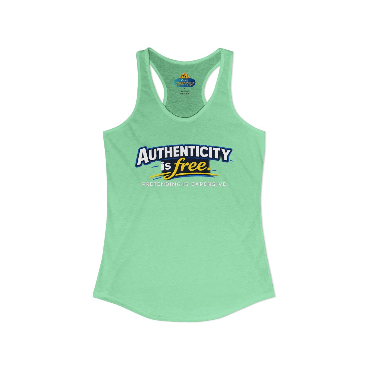Authenticity Is Free™ Women’s Racerback Tank | Inspirational Graphic Tank | Sunnyside Life™