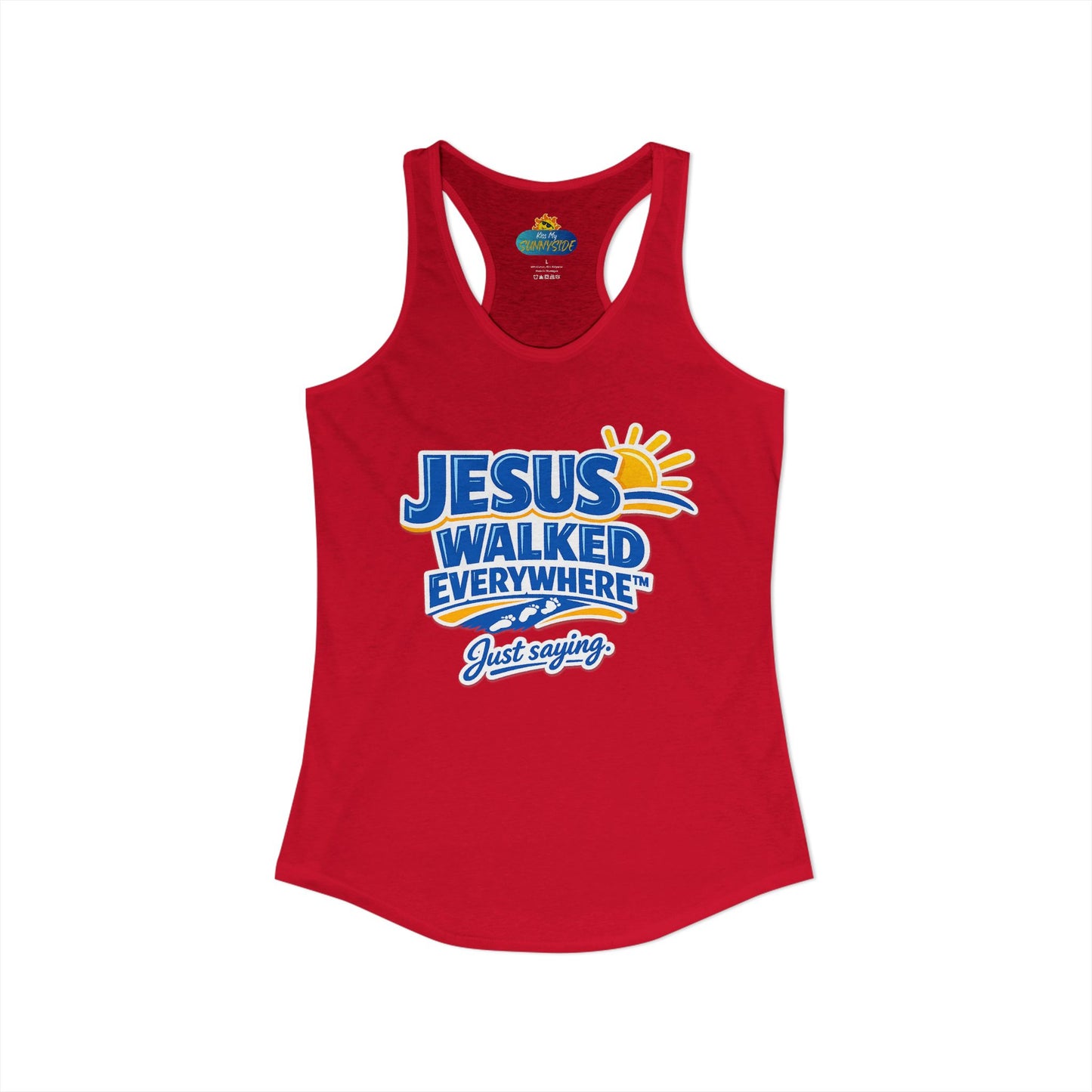 JESUS WALKED EVERYWHERE™ Racerback Tank Top – Just Saying | Christian Women’s Tank