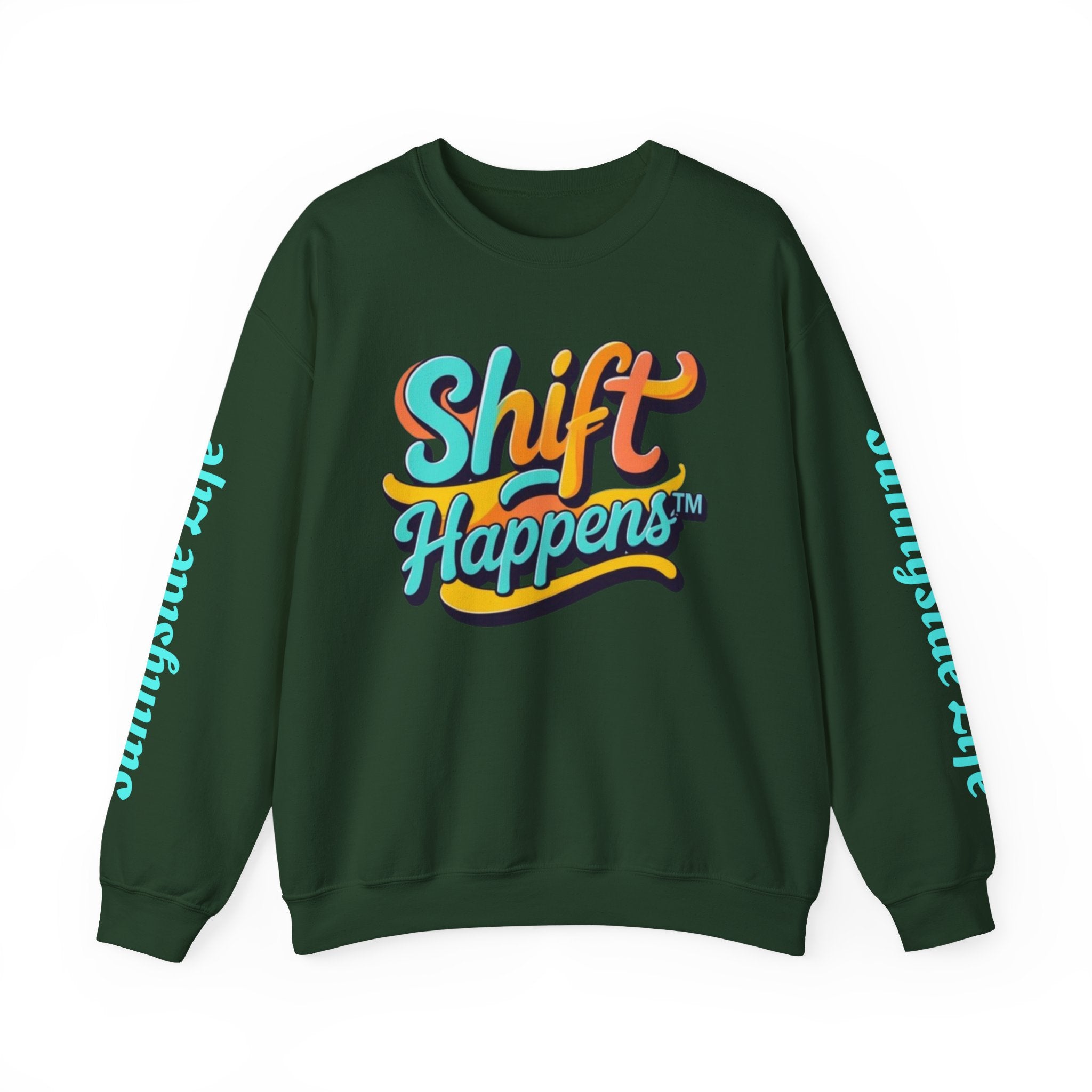 SHIFT Crewneck Sweatshirt — 'Shift Happens / Kiss My Sunnyside' Retro Graphic Pullover