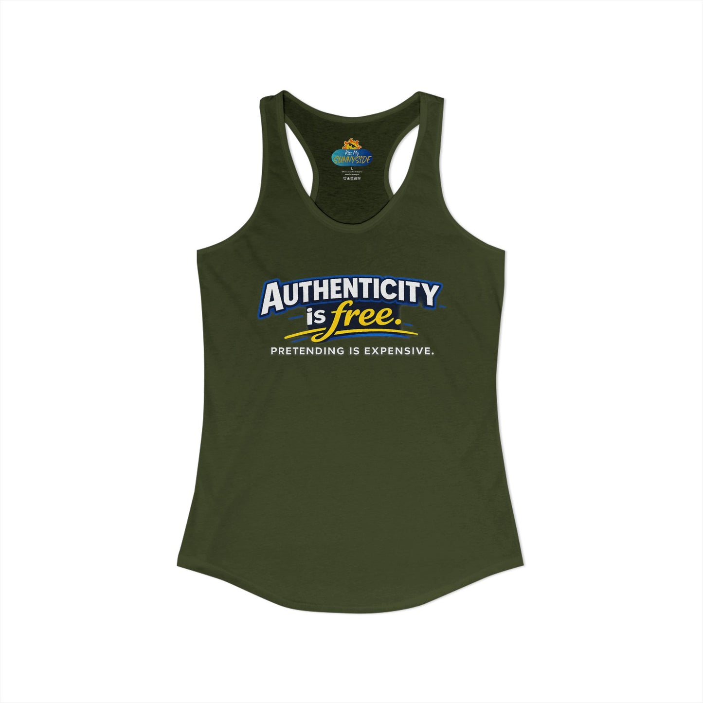 Authenticity Is Free™ Women’s Racerback Tank | Inspirational Graphic Tank | Sunnyside Life™
