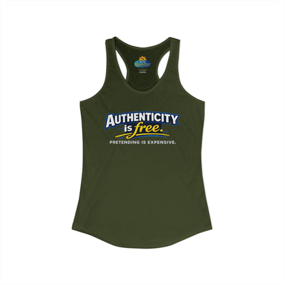 Authenticity Is Free™ Women’s Racerback Tank | Inspirational Graphic Tank | Sunnyside Life™