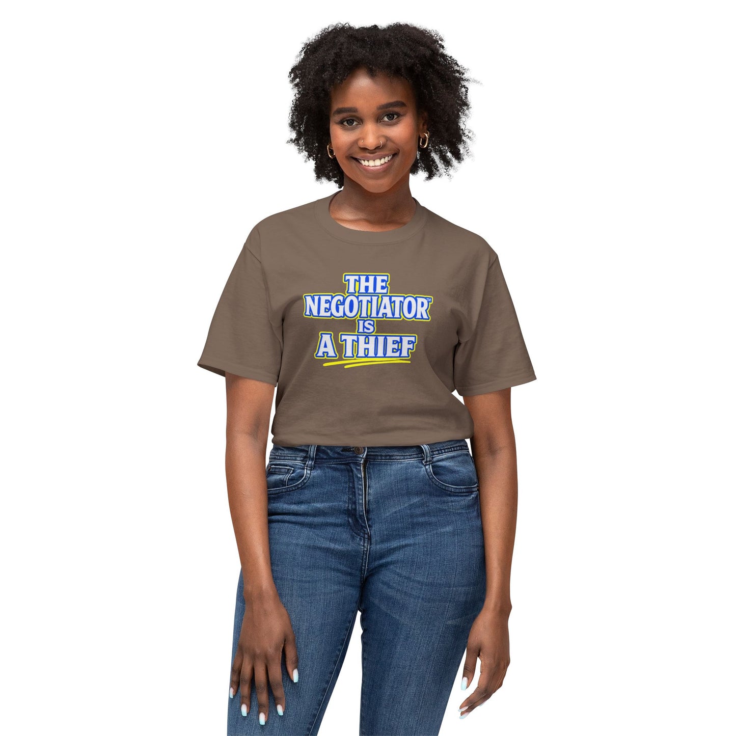 THE NEGOTIATOR™ IS A THIEF Unisex T-Shirt | Motivation & Discipline Graphic Tee | Personal Growth Apparel | Sunnyside Life™