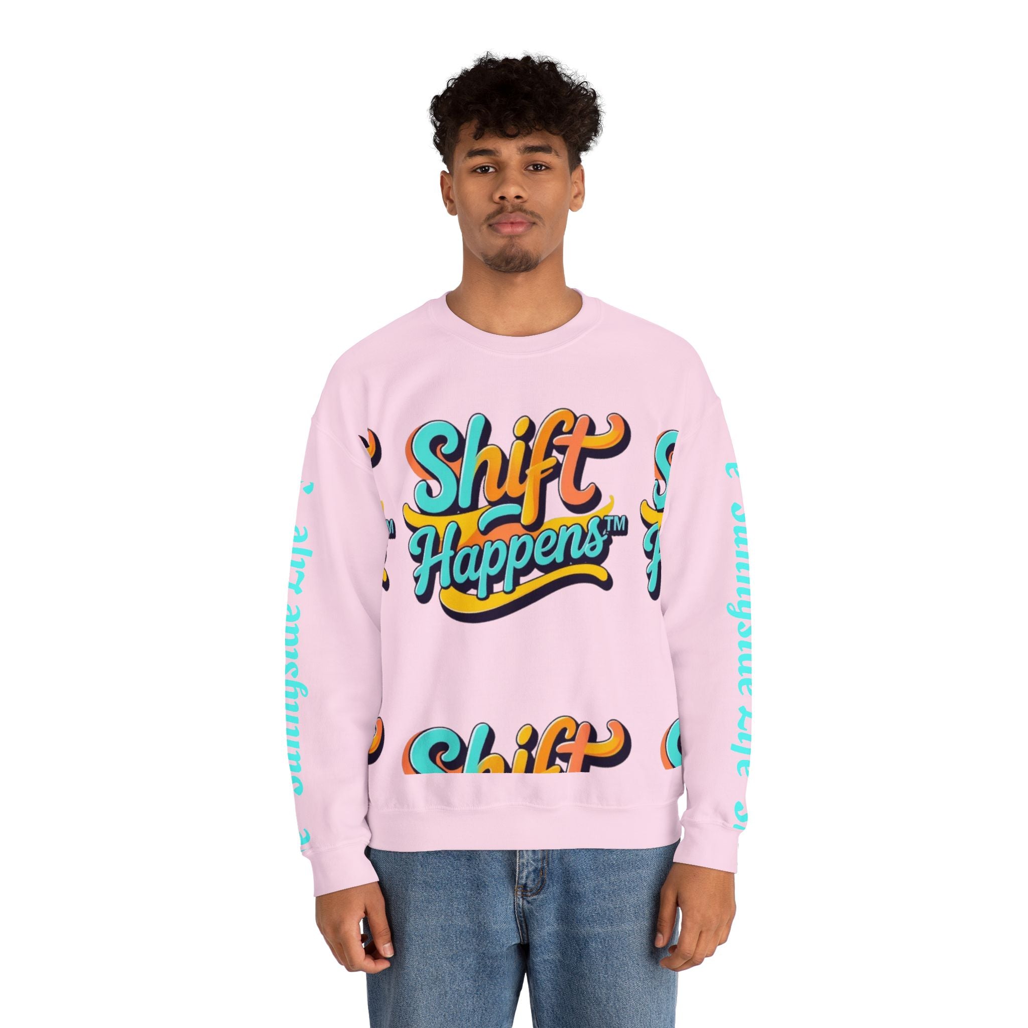 SHIFT Crewneck Sweatshirt — 'Shift Happens / Kiss My Sunnyside' Retro Graphic Pullover